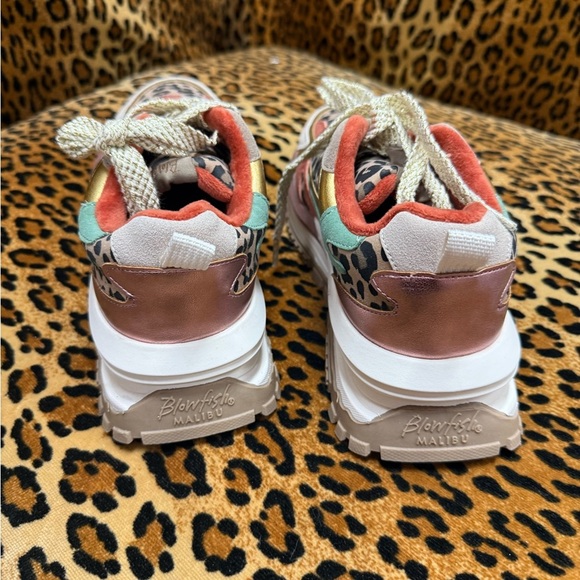 New Blowfish Malibu Leopard Print Sneakers with Gold and Pink Accents - Picture 7 of 7